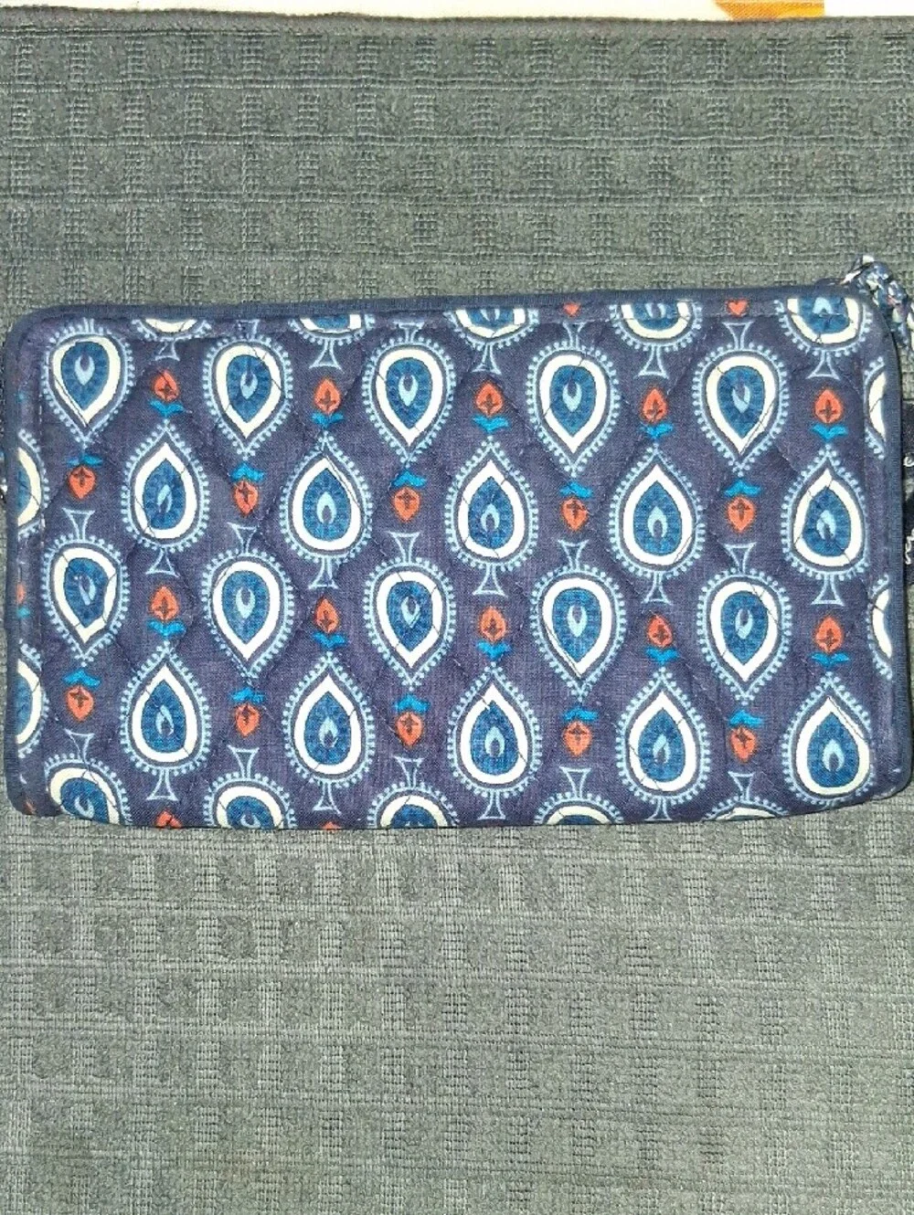 Vera Bradley Navy Quilted Wristlet with Teardrop Motif - Picture 2 of 6